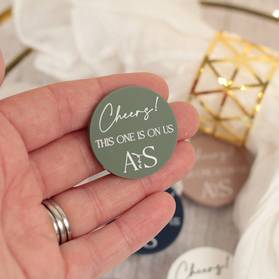 Manhattan Acrylic Wedding Favour Drinks Tokens