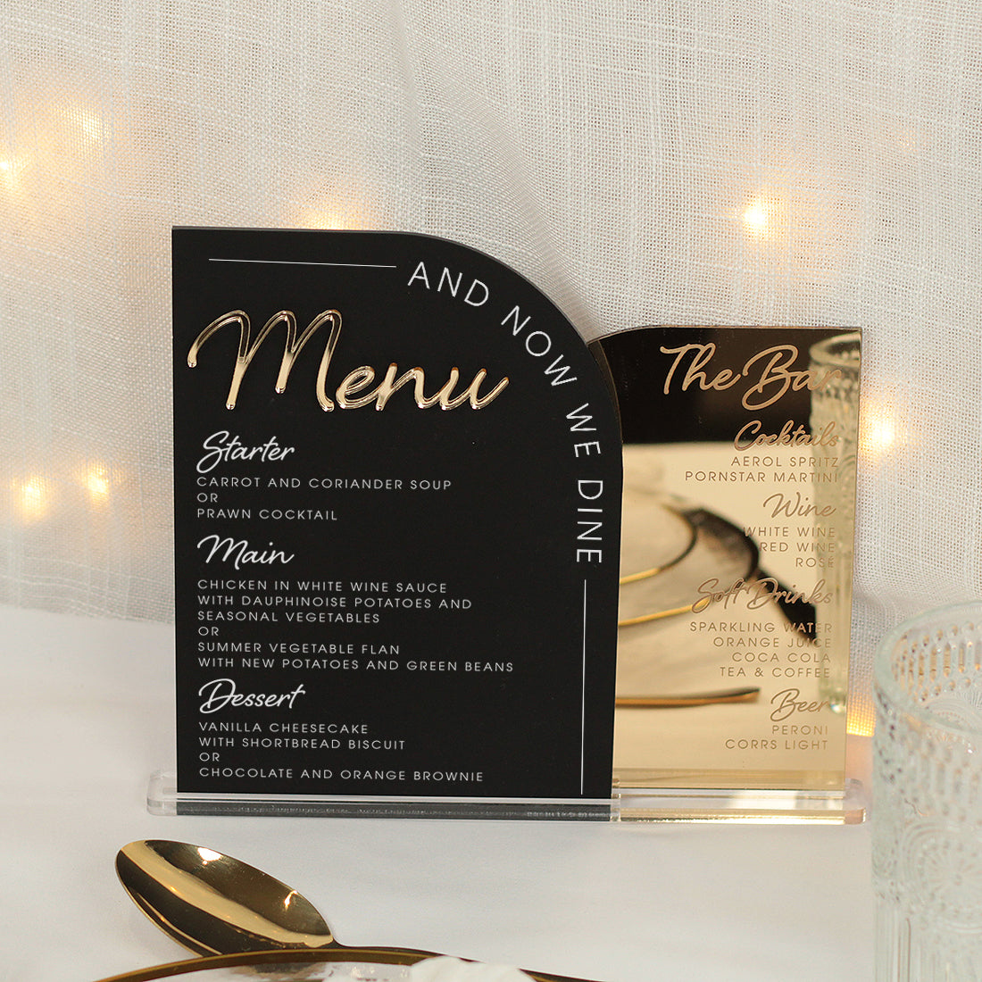 Modern Double Arch Food And Drinks Menu Acrylic Sign-Weddings by Lumi