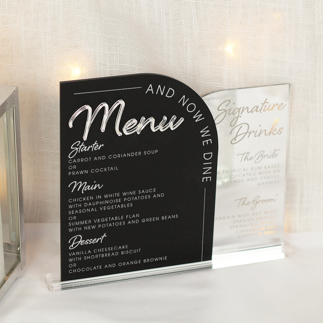 Modern Double Arch Food And Drinks Menu Acrylic Sign-Weddings by Lumi