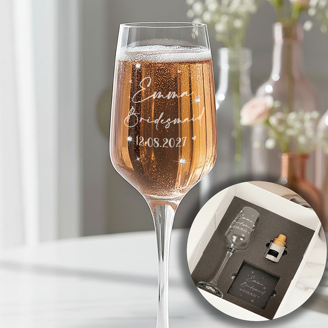 Diamante Embellished Bridal Party Wedding Champagne Flute