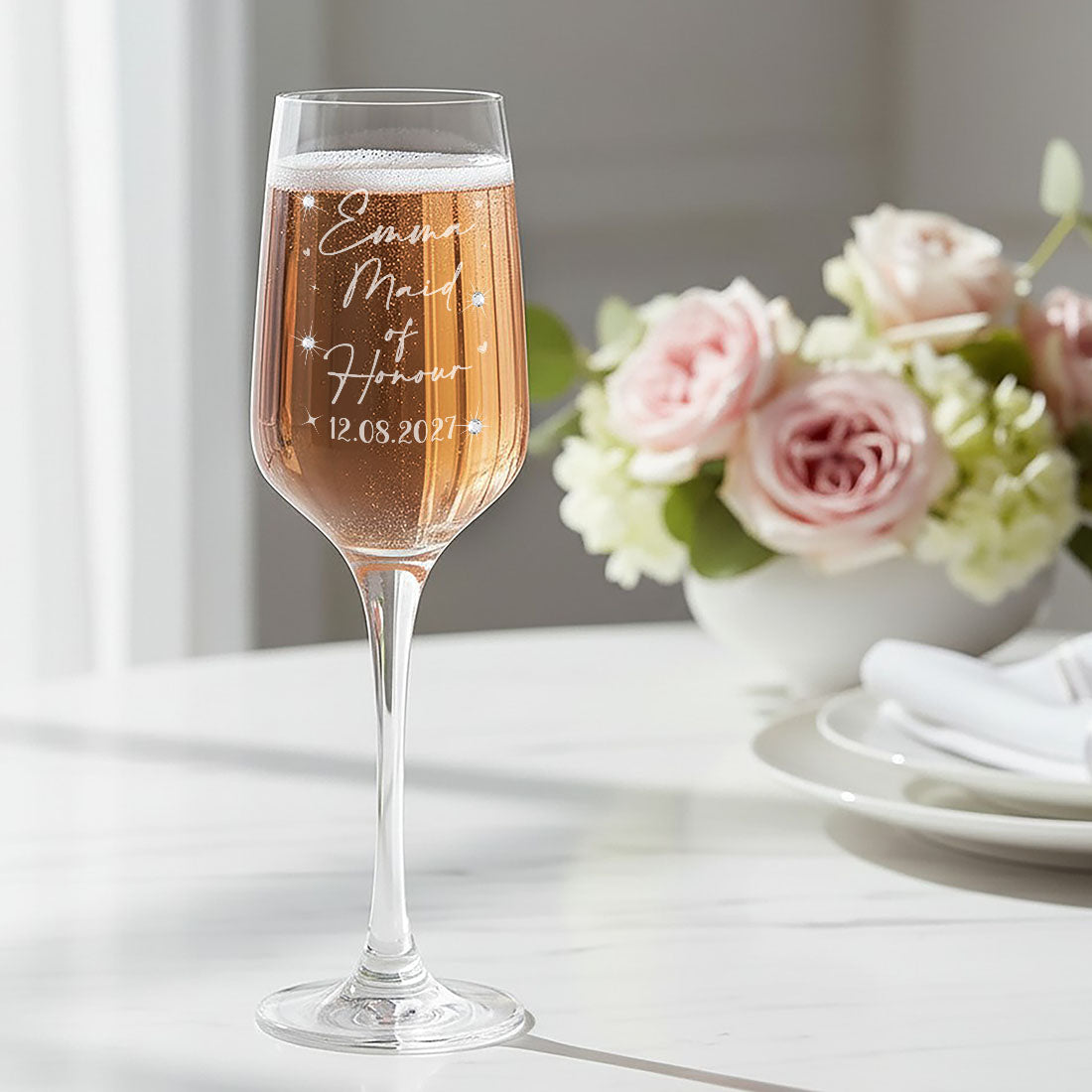 Diamante Embellished Bridal Party Wedding Champagne Flute