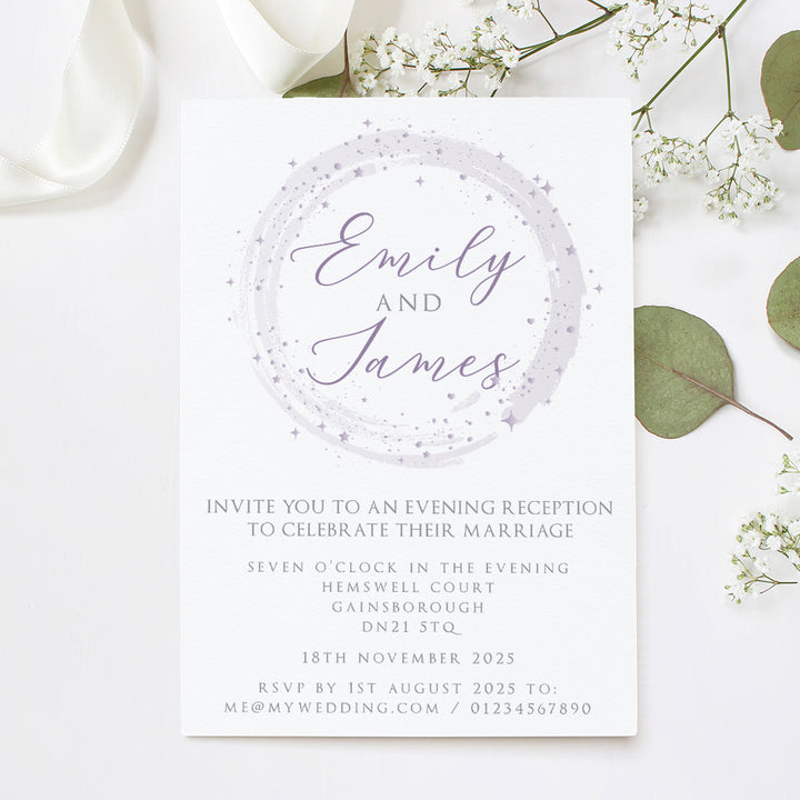 Sparkly Circle Postcard Evening Invitation-Weddings by Lumi
