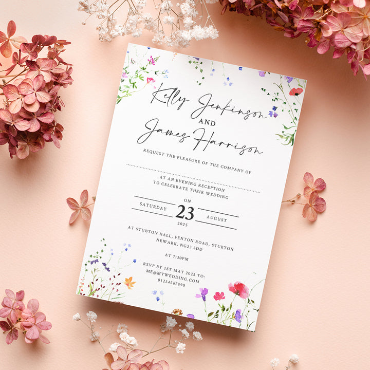 Watercolour Wildflower A6 Postcard Evening Invitation-Weddings by Lumi