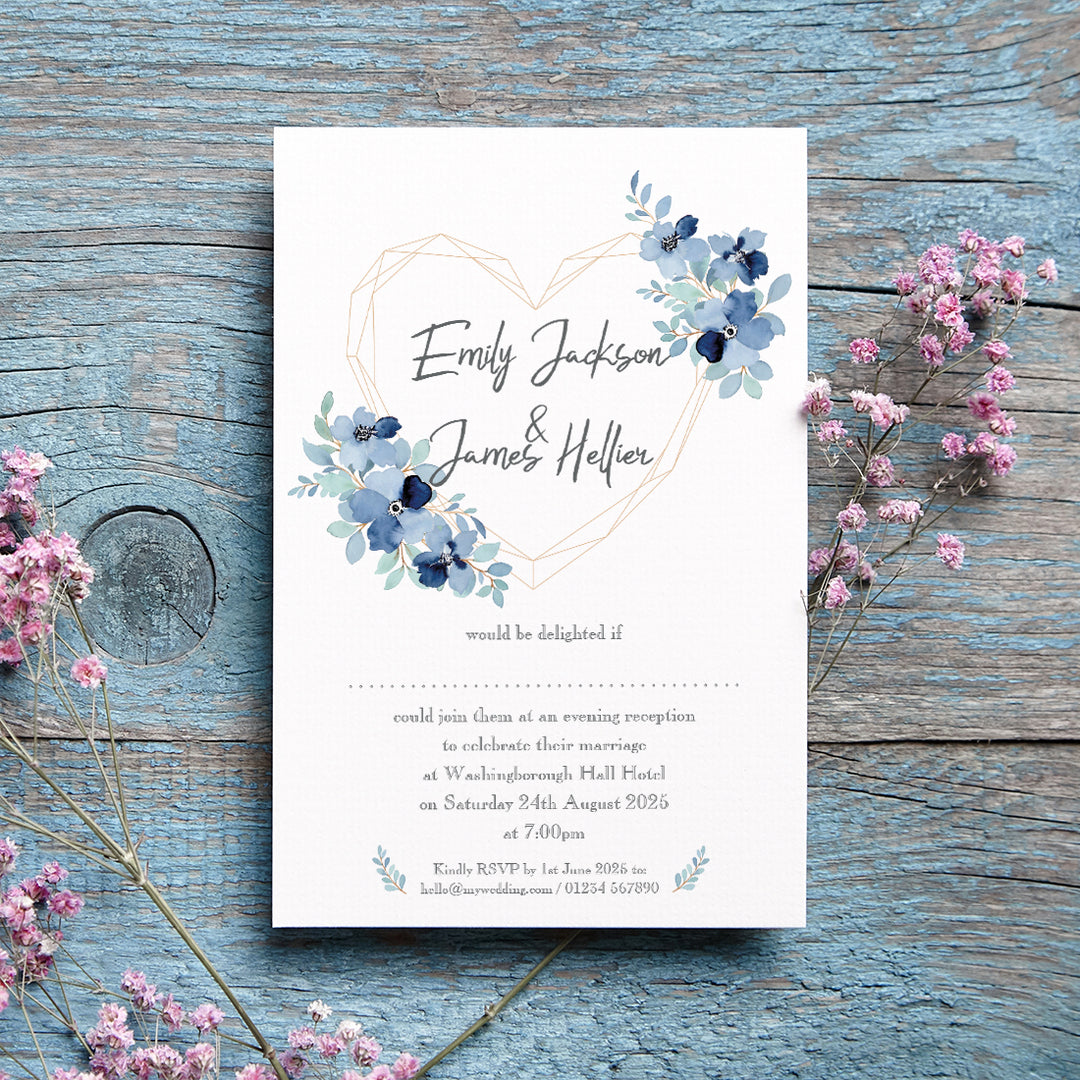 Geometric Heart Postcard Evening Invitation-Weddings by Lumi