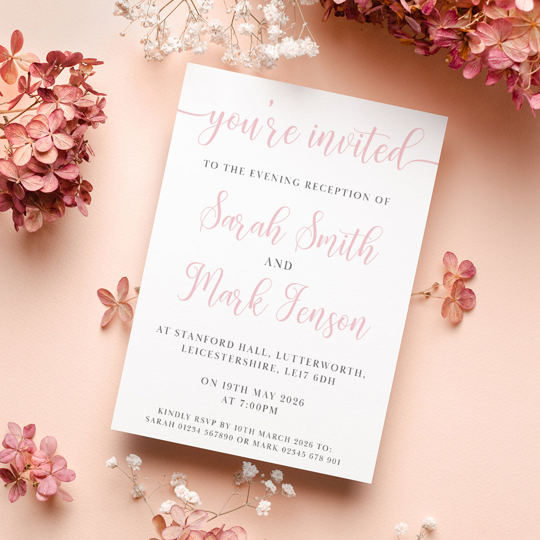 Classic Script A6 Postcard Evening Invitation – Weddings by Lumi