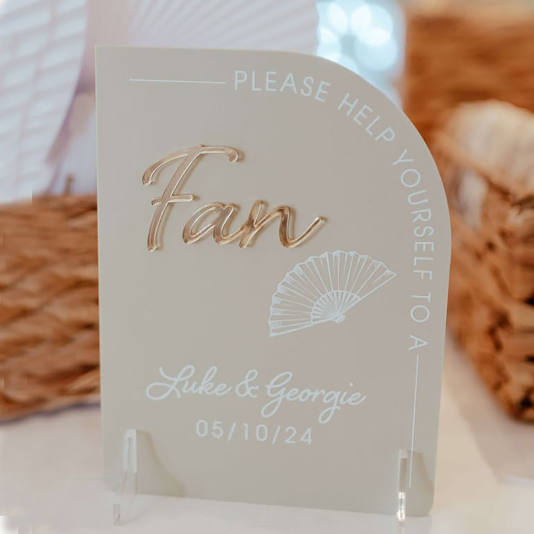 Modern Arch Wedding Fan Acrylic Sign