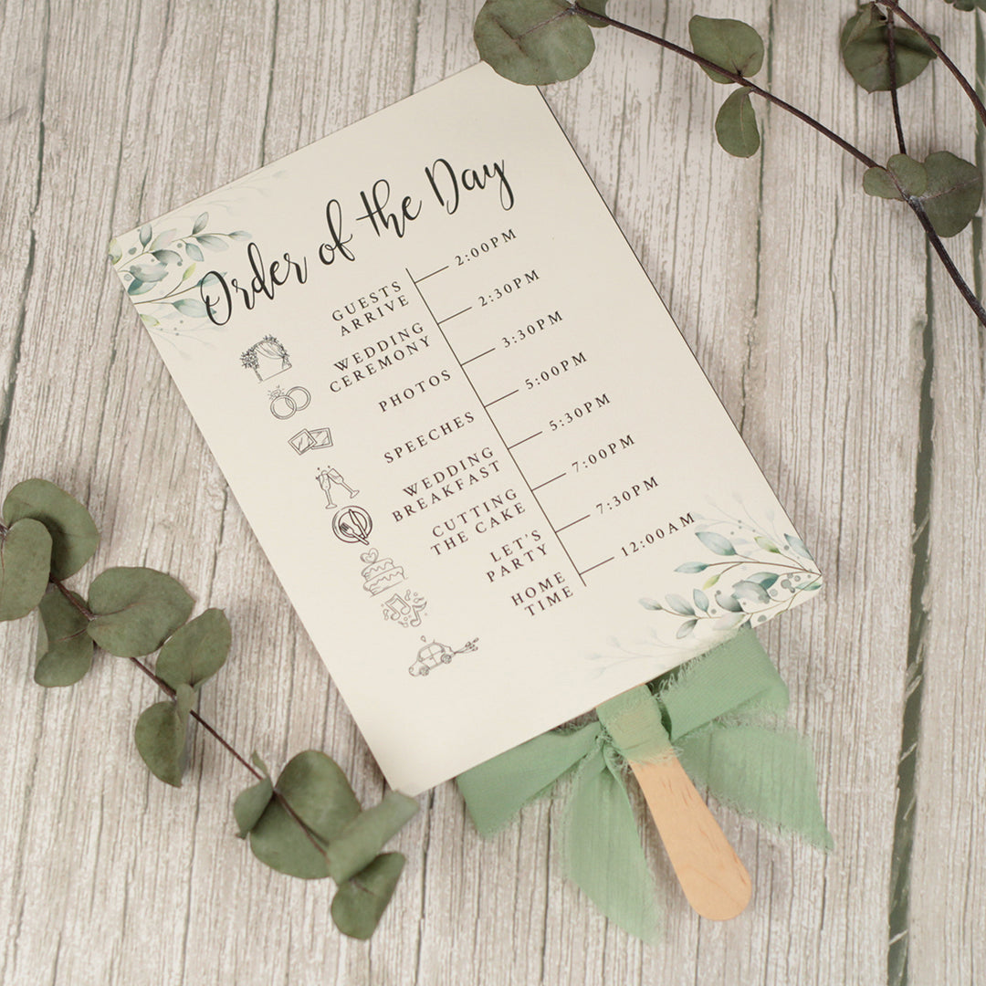 Botanical Wreath Order of the Day Programme Hand Held Fan