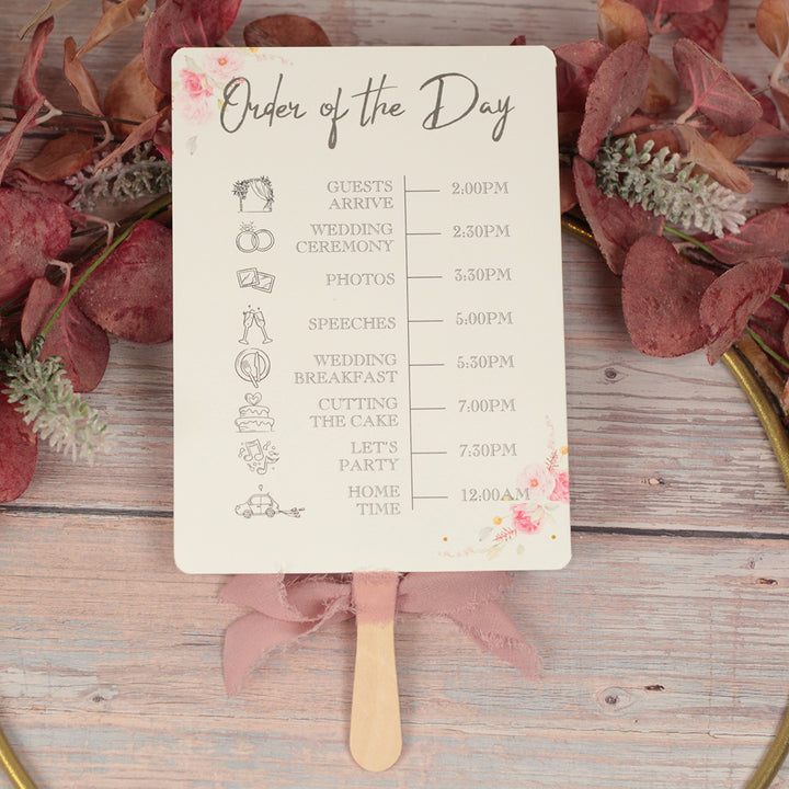 Geometric Heart Order of the Day Programme Hand Held Fan