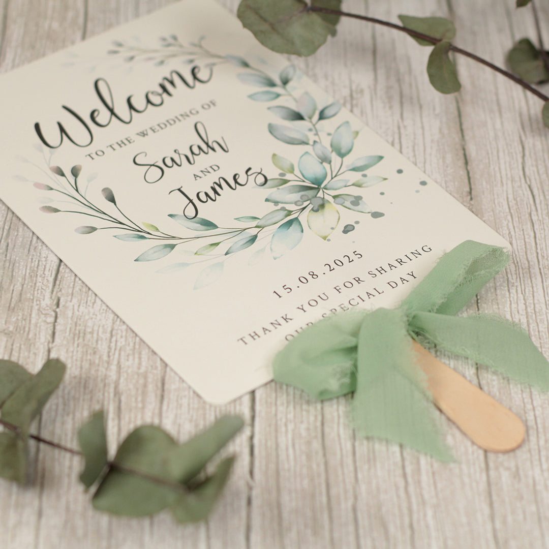 Botanical Wreath Order of the Day Programme Hand Held Fan
