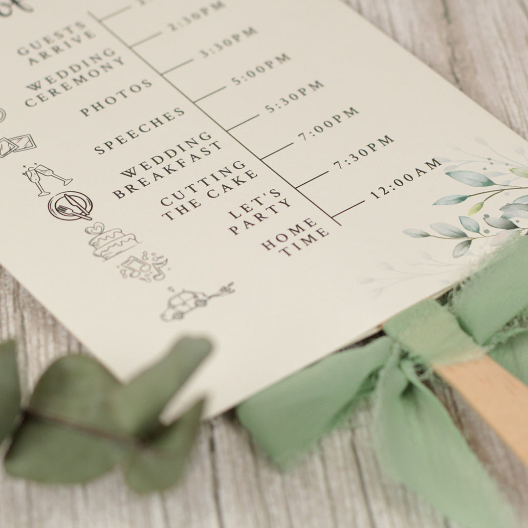 Botanical Wreath Order of the Day Programme Hand Held Fan