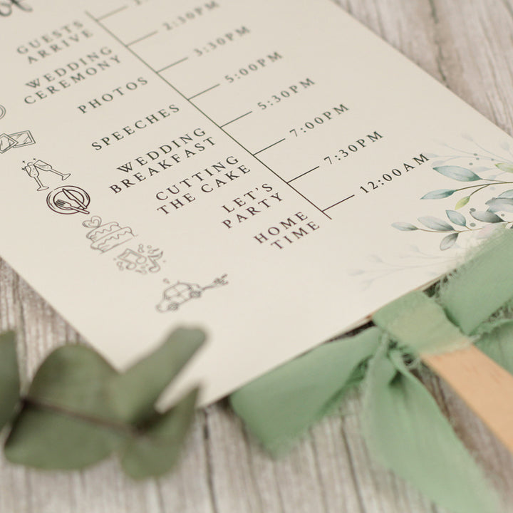 Botanical Wreath Order of the Day Programme Hand Held Fan