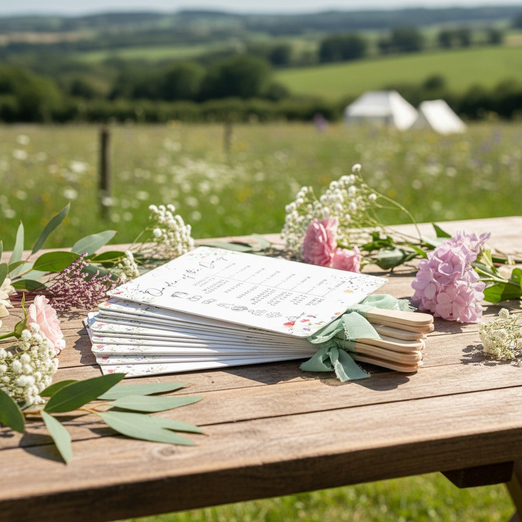 Watercolour Wildflower Order of the Day Programme Hand Held Fan