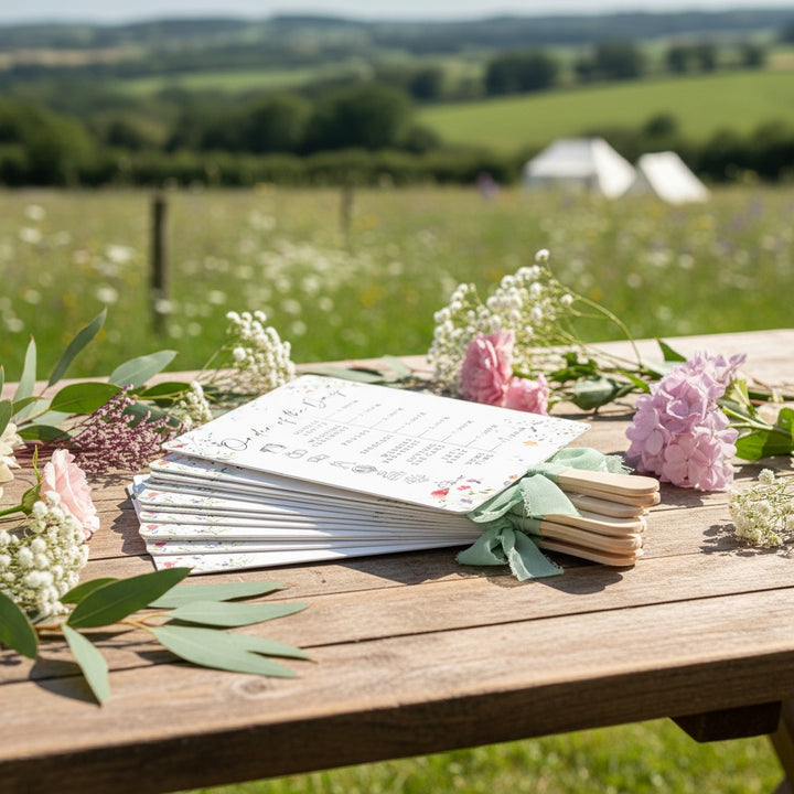 Watercolour Wildflower Order of the Day Programme Hand Held Fan