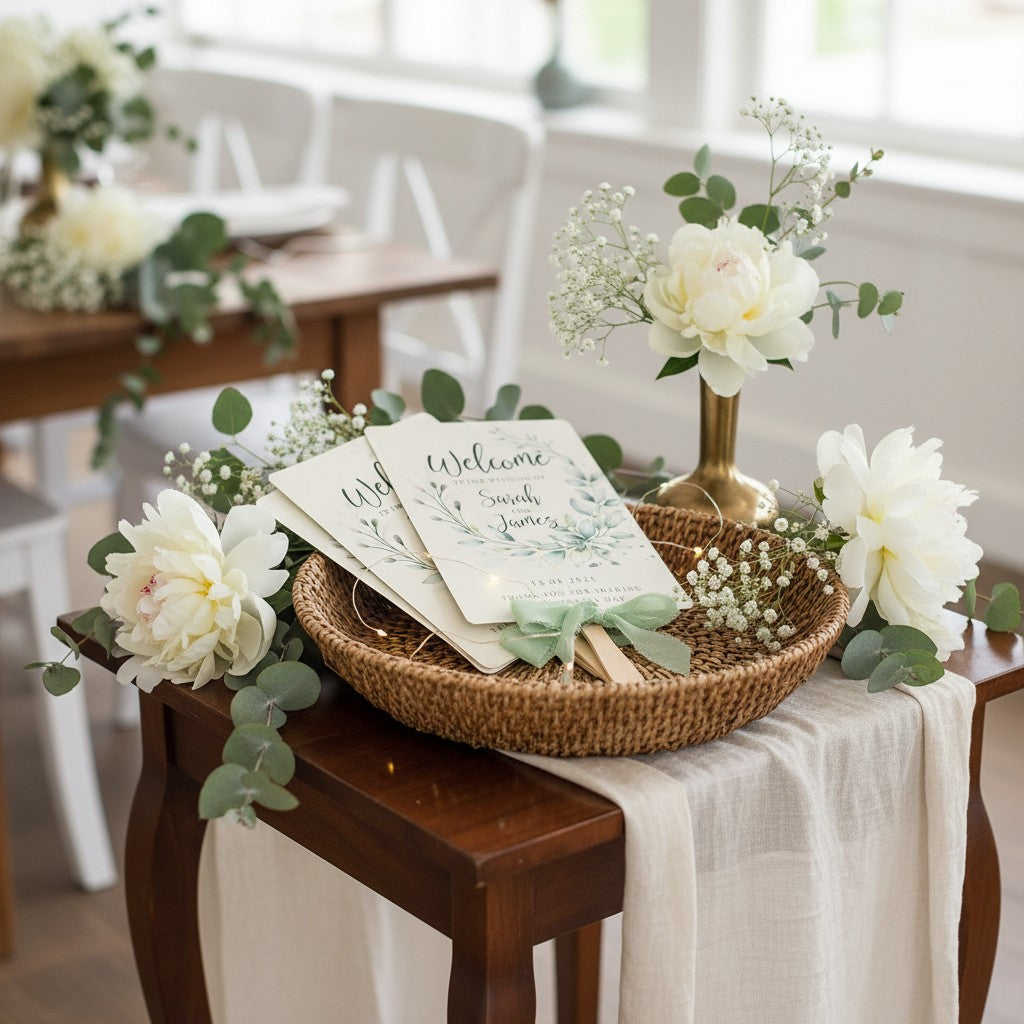 Botanical Wreath Order of the Day Programme Hand Held Fan