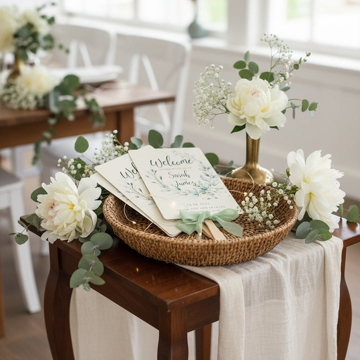 Botanical Wreath Order of the Day Programme Hand Held Fan