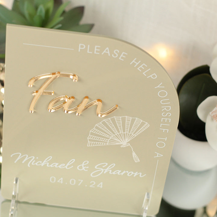 Modern Arch Wedding Fan Acrylic Sign-Weddings by Lumi