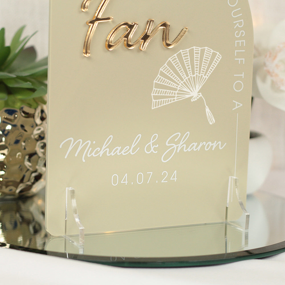 Modern Arch Wedding Fan Acrylic Sign-Weddings by Lumi