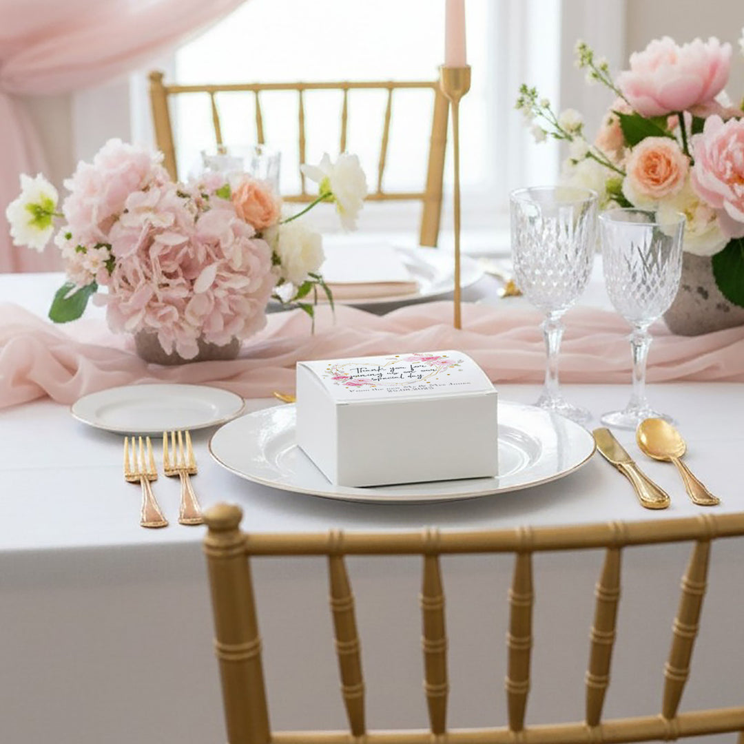Geometric Floral Heart Wedding Favour Boxes