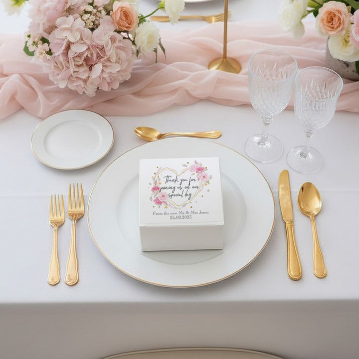 Geometric Floral Heart Wedding Favour Boxes