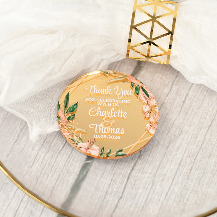Tropical Boho Mirror Wedding Favour Magnet