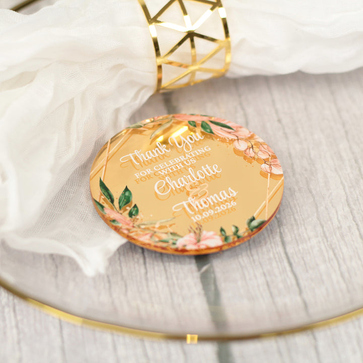 Tropical Boho Mirror Wedding Favour Magnet