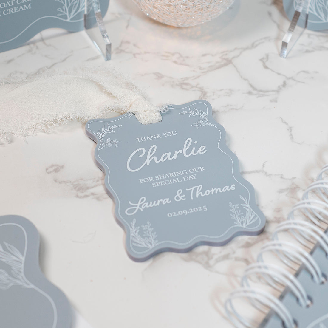 Wavy Edge Acrylic Place Setting Favour Tags-Weddings by Lumi