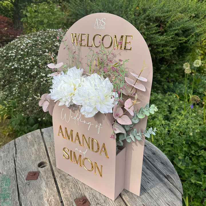 Manhattan Welcome to Our Wedding Acrylic Flower Box Sign