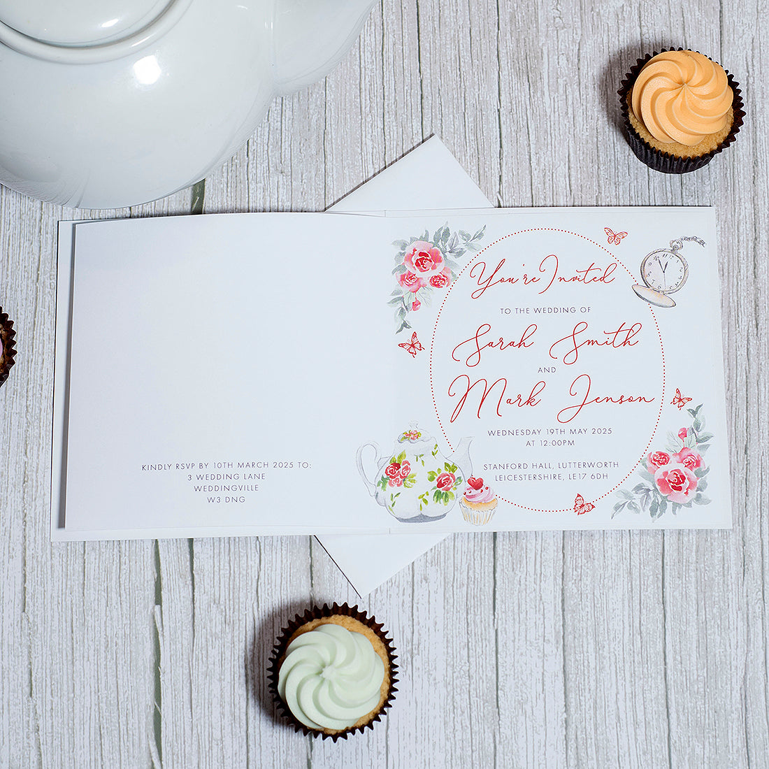 Vintage Tea Party Single Fold Invitation-Weddings by Lumi