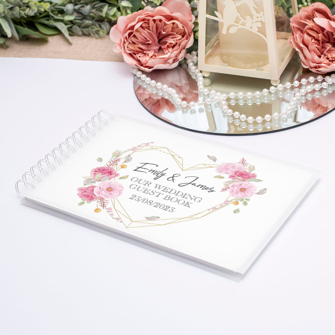 Frosted Acrylic Geometric Heart Wedding Guest Book-Weddings by Lumi