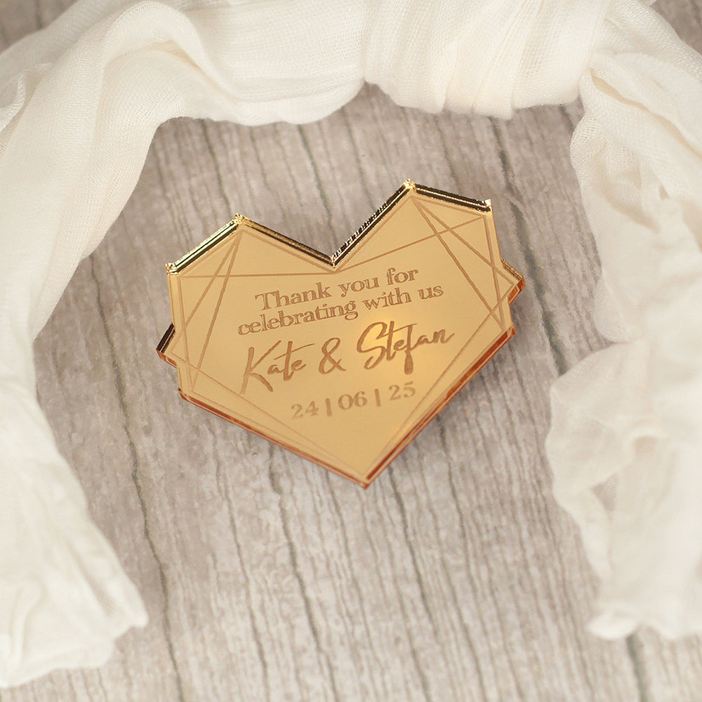 Geometric Heart Wedding Favour Magnet-Weddings by Lumi