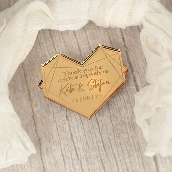 Geometric Heart Wedding Favour Magnet-Weddings by Lumi