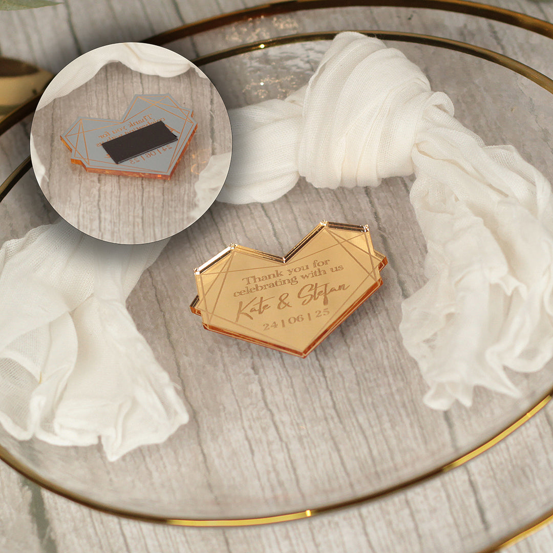 Geometric Heart Wedding Favour Magnet-Weddings by Lumi