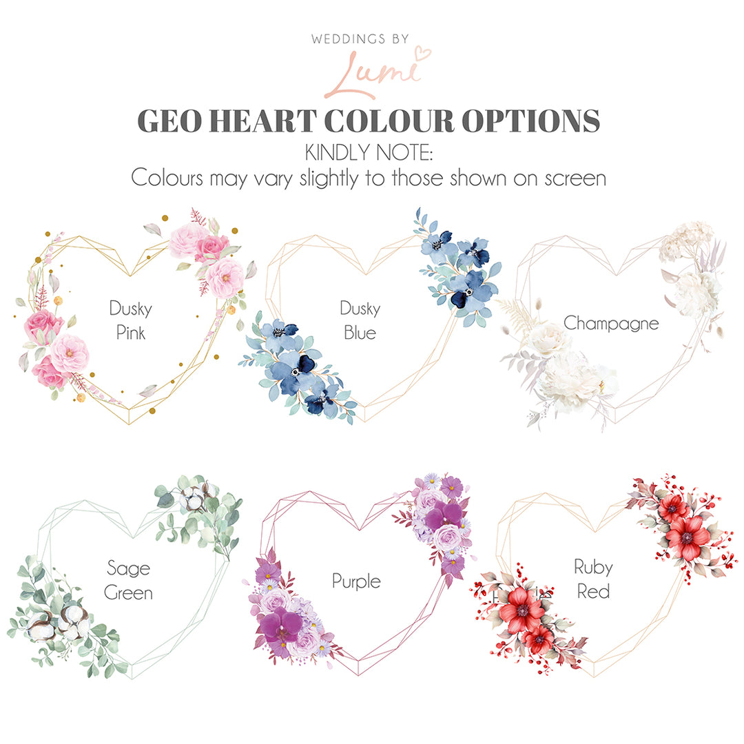 Geometric Floral Heart Concertina Wedding Invitation