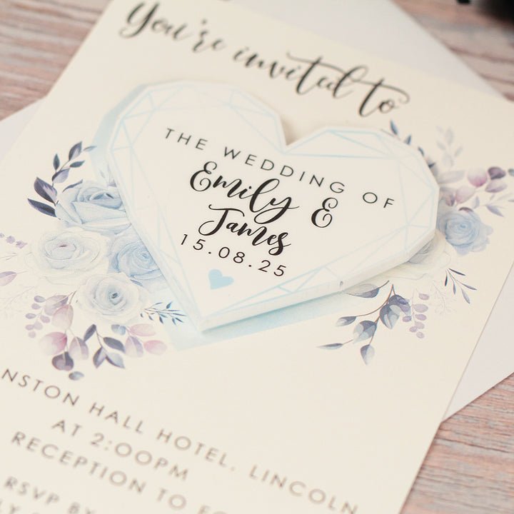 Geometric Heart Watercolour Flowers Wedding Invitation Acrylic Magnet-Weddings by Lumi