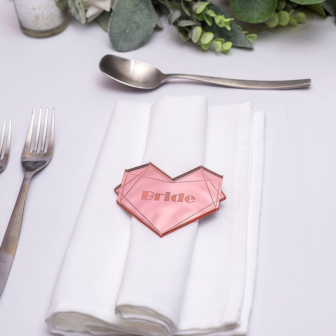 Geometric Heart Mirror or Matte Acrylic Wedding Place Setting-Weddings by Lumi