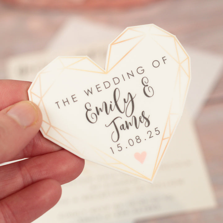 Geometric Heart Watercolour Flowers Wedding Invitation Acrylic Magnet-Weddings by Lumi