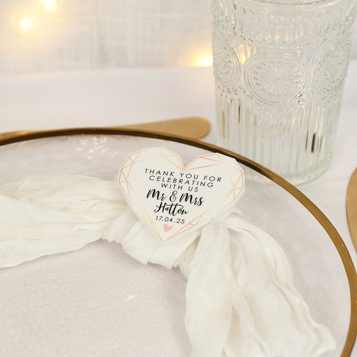 Geometric Heart Matte White Acrylic Wedding Favour Magnet-Weddings by Lumi