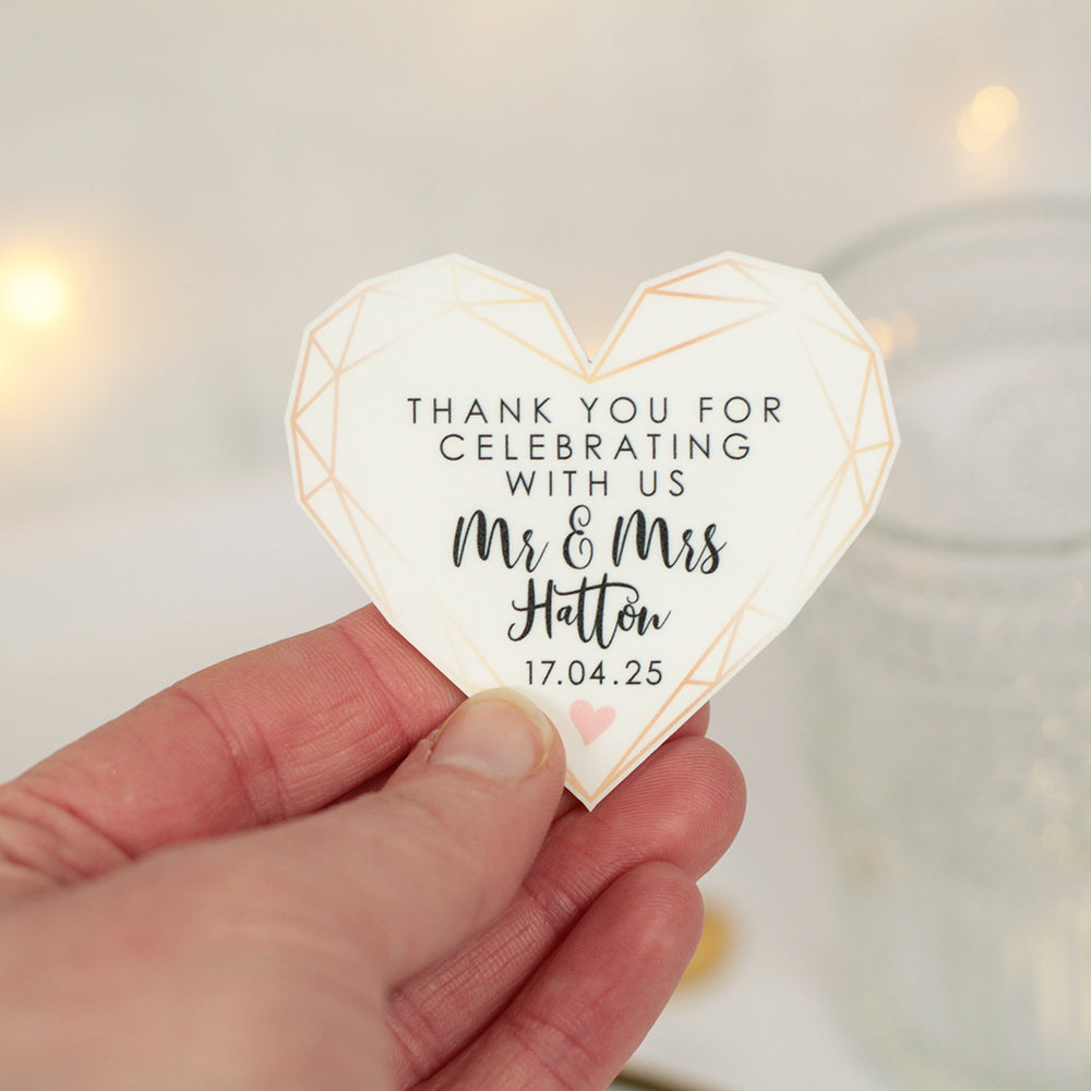 Geometric Heart Matte White Acrylic Wedding Favour Magnet-Weddings by Lumi