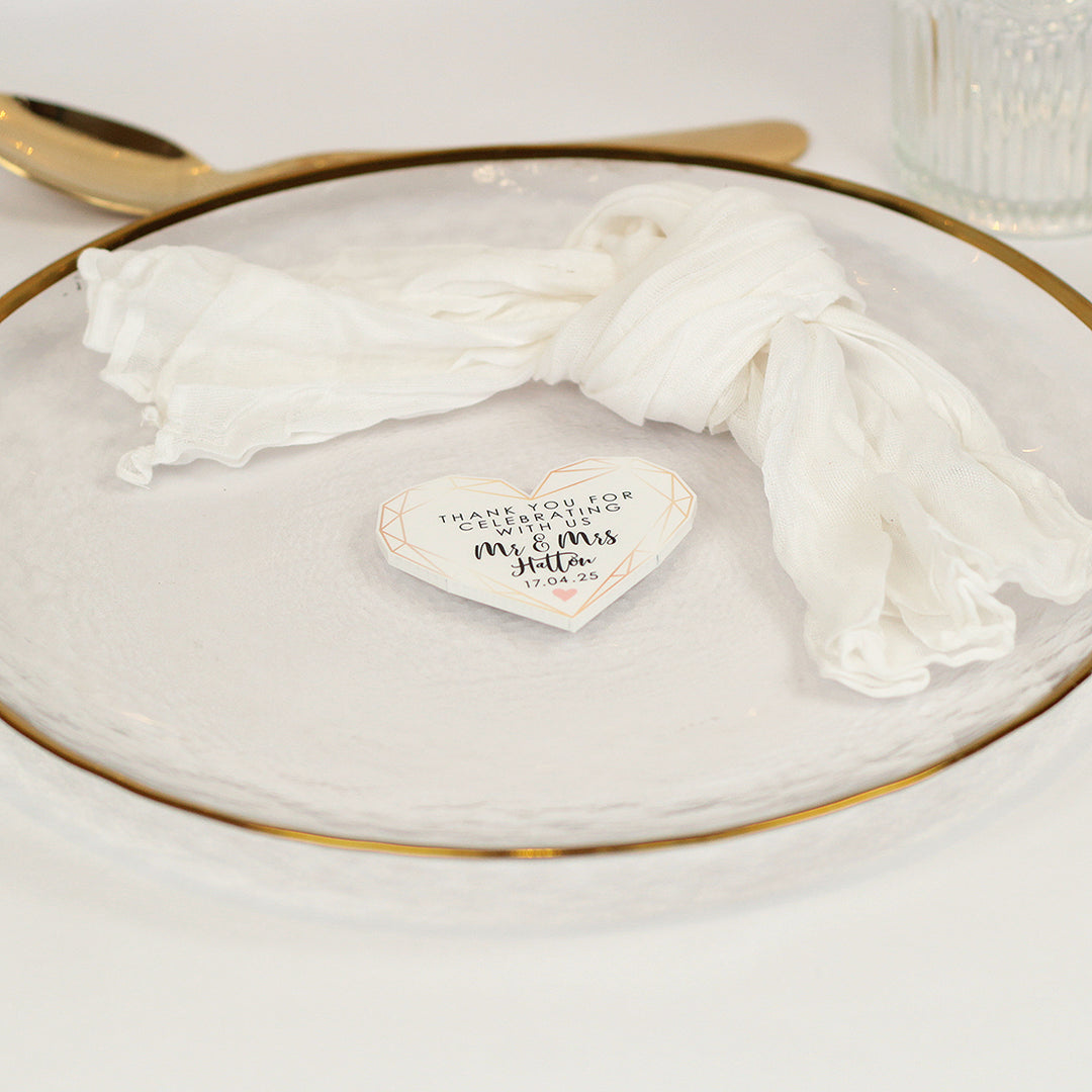 Geometric Heart Matte White Acrylic Wedding Favour Magnet-Weddings by Lumi