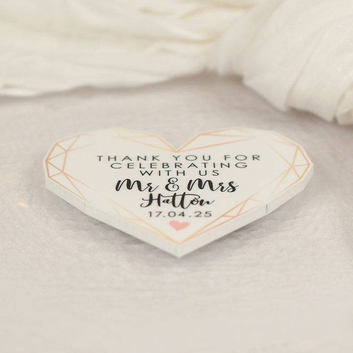 Geometric Heart Matte White Acrylic Wedding Favour Magnet-Weddings by Lumi