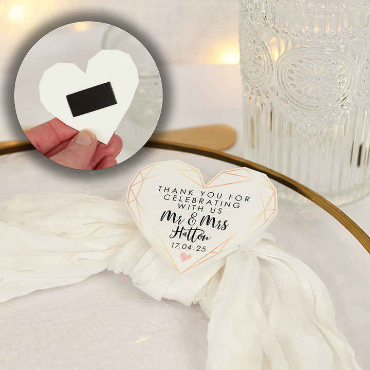 Geometric Heart Matte White Acrylic Wedding Favour Magnet-Weddings by Lumi
