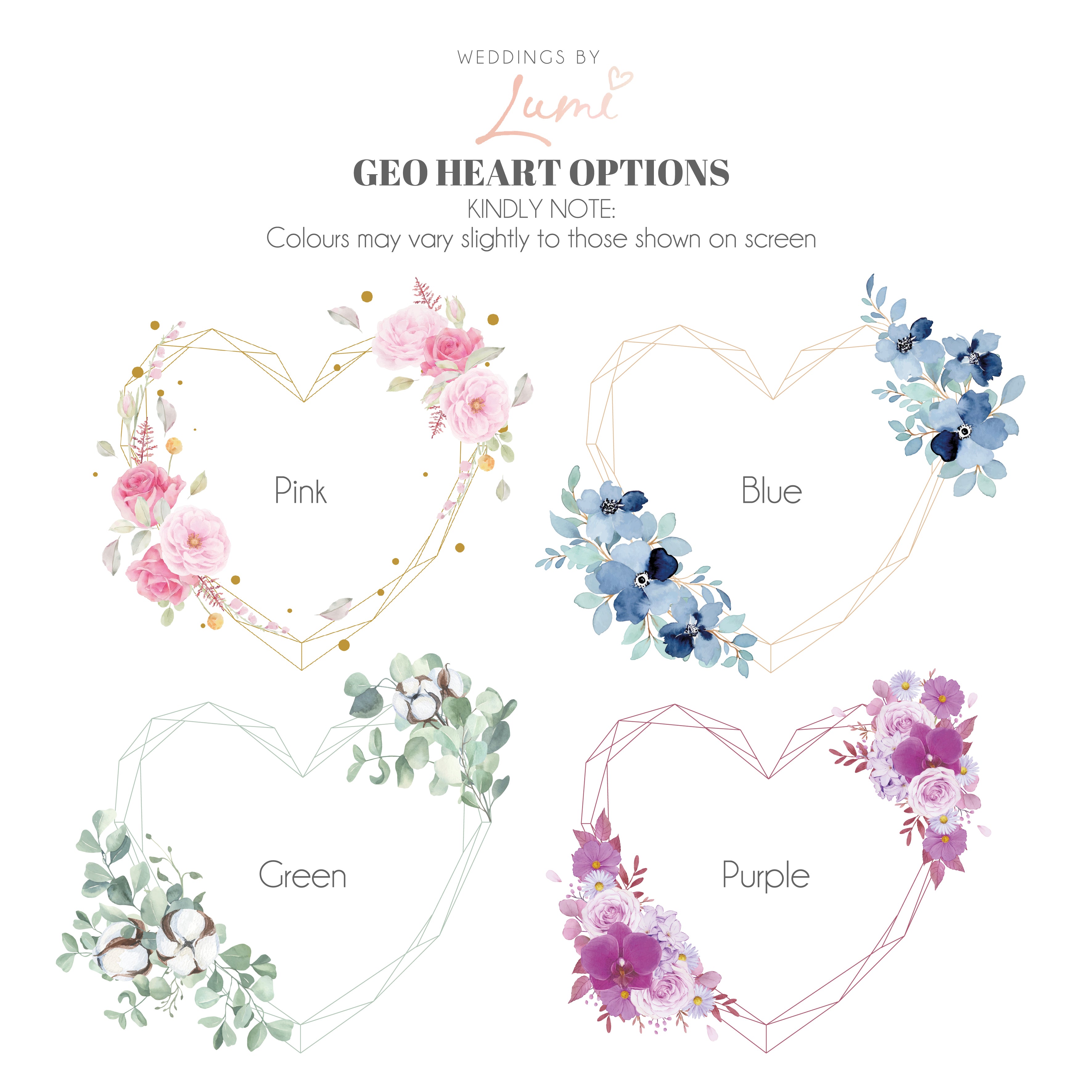 Watercolour Flower Geometric Heart Wedding Card Post Box