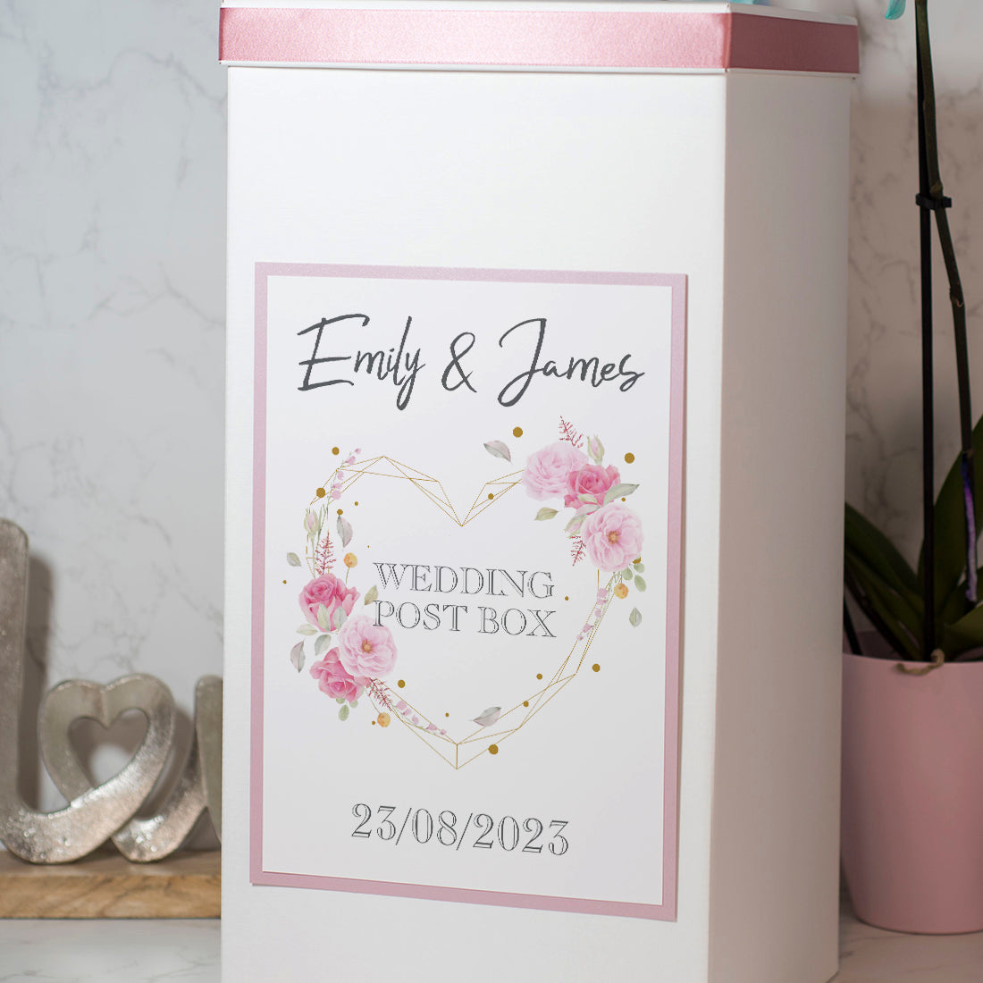 Geometric Floral Heart Wedding Card Post Box