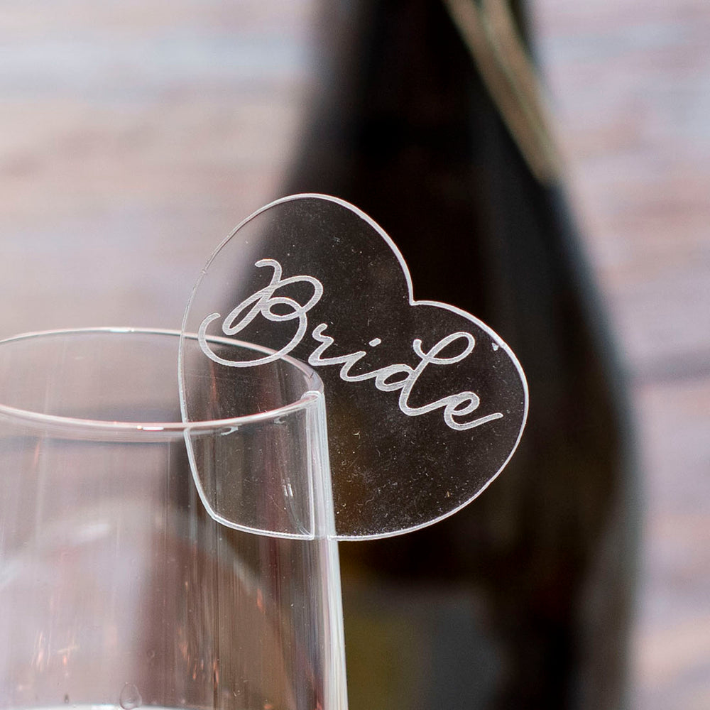 Acrylic Heart Wine Glass Charm Place Settings-Weddings by Lumi