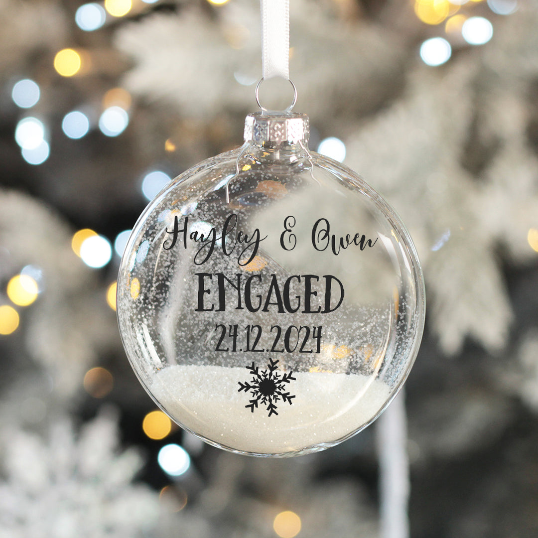 Engagement Christmas Glass Glitter Bauble-Weddings by Lumi