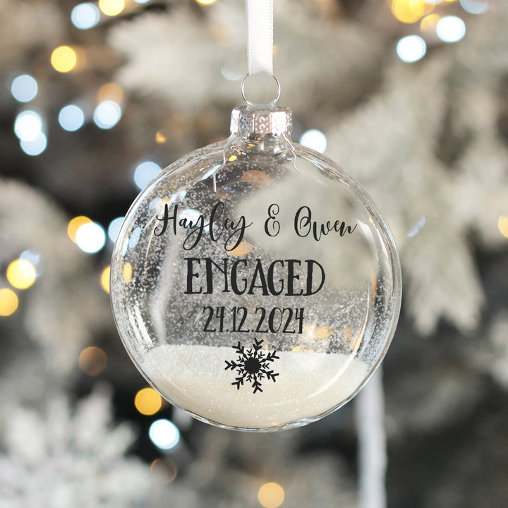 Engagement Christmas Glass Glitter Bauble-Weddings by Lumi