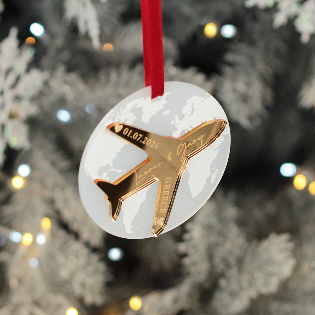 Destination Wedding World Map and Aeroplane 3D Christmas Decoration-Weddings by Lumi