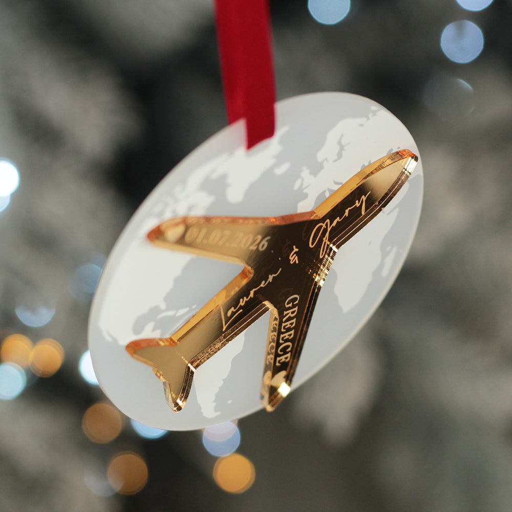Destination Wedding World Map and Aeroplane 3D Christmas Decoration-Weddings by Lumi