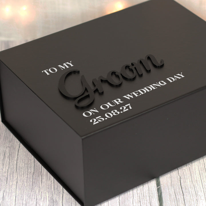 Personalised Groom Black Wedding Gift Box