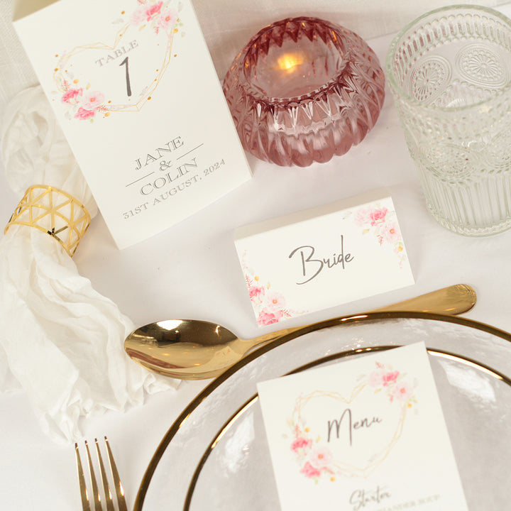 Geometric Floral Heart Place Card-Weddings by Lumi